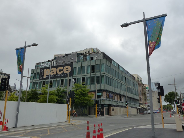 A typcial unsafe building with graffiti in post-earthquake Christchurch, Dec 2015